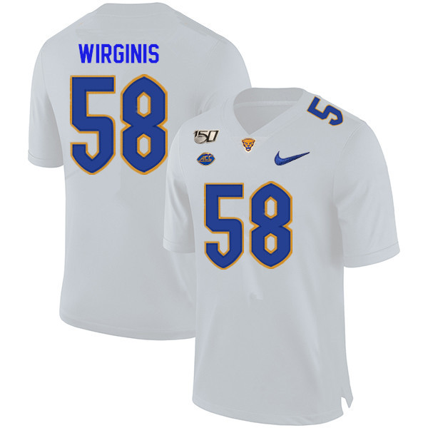 2019 Men #58 Quintin Wirginis Pitt Panthers College Football Jerseys Sale-White